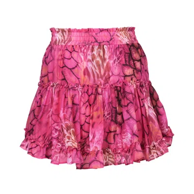 Mandasen Women's Pink Phoenix Silk Chiffon Skirt