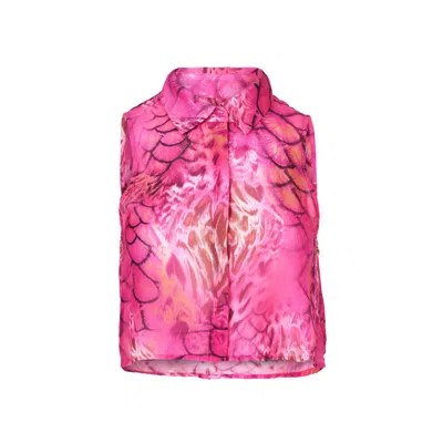Mandasen Women's Pink Phoenix Silk Chiffon Vest