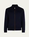 Mandelli Men's Beaver Cashmere Suede-trim Full-zip Blouson In Black