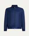 Mandelli Men's Cashmere Zip-front Blouson Jacket In Blue