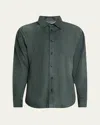 Mandelli Men's Suede Button-front Shirt In Green