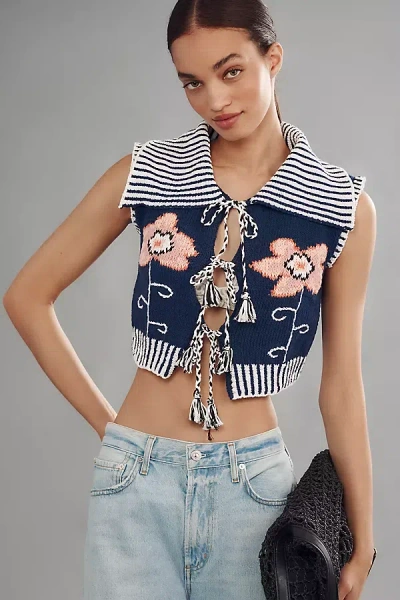 Mandinga Beach Collared Sweater Vest In Grey