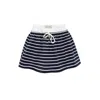 Mandragora Blue Navy Striped Cotton Skirt With Contrasting Fabrics – Goia