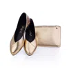 Mandragora Design Women's Audrey Elegant Golden Balletflat Shoes With Clutch Set In Gold