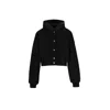 Mandragora Women's Black Cotton Hoodie Fastened With Snaps In Black
