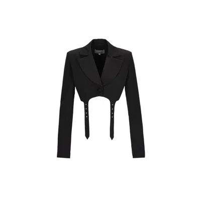 Mandragora Women's Black Cropped Blazer With Fastening - Feminity