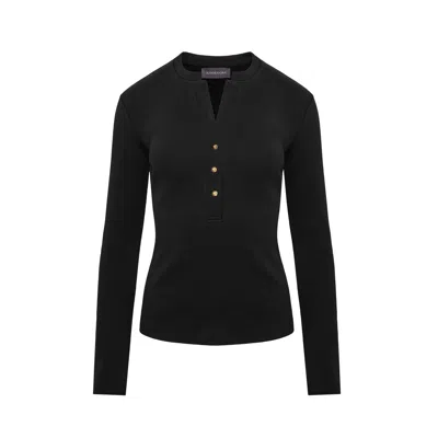 Mandragora Women's Black Ribbed Knit Long-sleeve