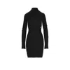 Mandragora Women's Black Viscose Dress With Turtleneck And Extra Long Sleeves In Black