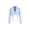 Shop Mandragora Women's Blue Cropped Blazer With Fastening - Feminity