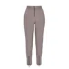 Mandragora Women's Brown Cotton High-waisted Sweatpants With A Zip In Cappuccino Colour In Brown