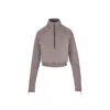 Mandragora Women's Brown Cotton Sweatshirt With A Zip-up Stand-up Collar In Cappuccino Colour In Brown