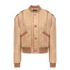 Mandragora Women's Brown Ira Wool Bomber Jacket In Carmel Patterns In Brown