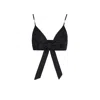 Mandragora Women's Capri Black Linen Tie-front Top In Black
