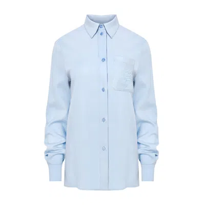Mandragora Women's Classic Linen-viscose Blue Shirt