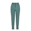 MANDRAGORA WOMEN'S COTTON HIGH-WAISTED SWEATPANTS WITH A ZIP IN GREEN COLOUR