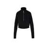 Mandragora Women's Cotton Sweatshirt With A Zip-up Stand-up Collar In Black Colour In Black