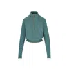 Mandragora Women's Cotton Sweatshirt With A Zip-up Stand-up Collar In Green Colour In Green