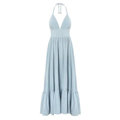 Mandragora Women's Green Linen-viscose Maxi Sage-colored Dress