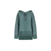 Mandragora Women's Green Oversized Cotton Sweatshirt With Side Slits In Green