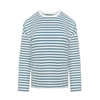 Mandragora Women's Green / White Classic Oversized Cotton Blouse With Sage Stripes In Green/white