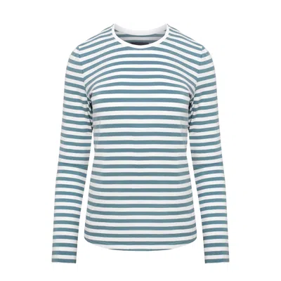 Mandragora Women's Green / White Cotton Fitted Blouse With Sage Stripes In Green/white