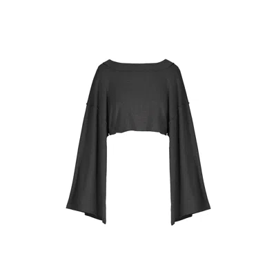 Mandragora Women's Grey Iron Summer Sweater With Decorative Stitching