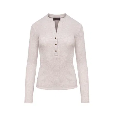 Mandragora Women's Grey Melange Ribbed Knit Long-sleeve