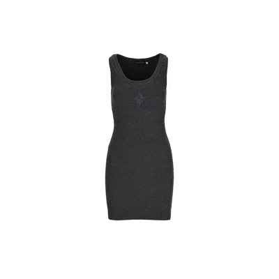Mandragora Women's Dark Grey Melange Ribbed Dress- Sante