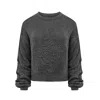 Mandragora Women's Grey Wool And Baby Alpaca Sweater In Steel Colour With Logo - Vero In Grey