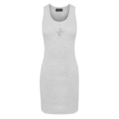 Mandragora Women's Light Grey Melange Ribbed Dress- Sante