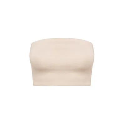 Mandragora Women's Neutrals Beige Bandeau Summer Top With Off-shoulder