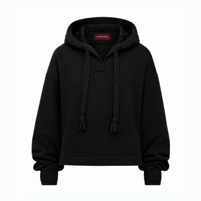 Mandragora Women's Oversized Cropped Hoodie Sento Black