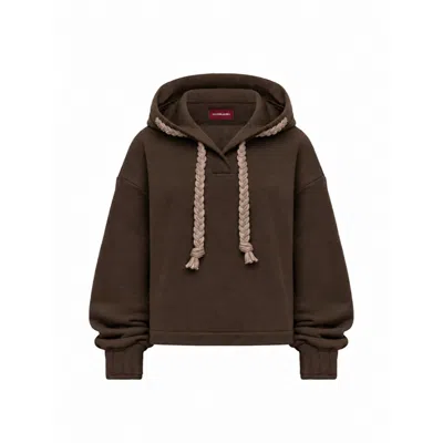 Mandragora Women's Oversized Cropped Hoodie Sento Brown