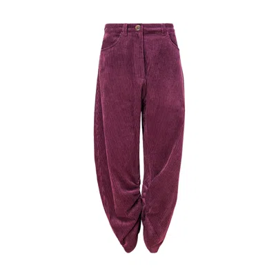 Mandragora Women's Pink Loose Cut Corduroy Trousers Barro Raspberry