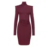 Mandragora Women's Red Dress With A Fitted Cut And A Subtle Turtleneck Soreen Maroon In Red