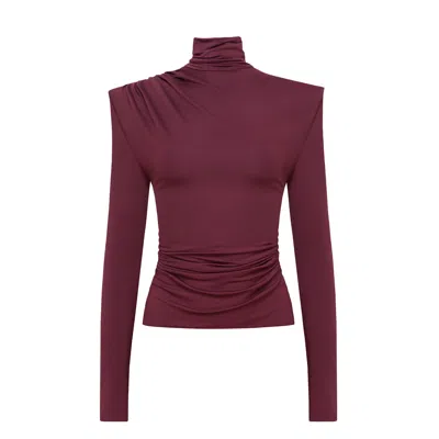 Mandragora Women's Red Turtleneck With Draping Varo Maroon In Burgundy