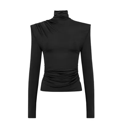 Mandragora Women's Turtleneck With Draping Varo Black