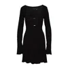 MANDRAGORA WOMEN'S VISCOSE DRESS WITH NECKLINE AND DECORATIVE DETAILS – CHLOE BLACK