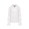 Mandragora Women's White Buttoned Blouse With Scarf Celia Ecru In White