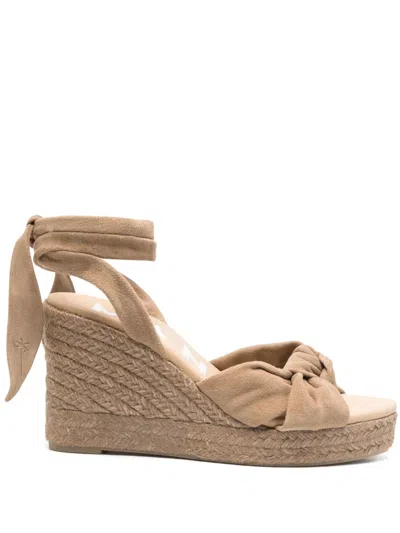 Manebi 100mm Suede Wedge Espadrilles In 中性色