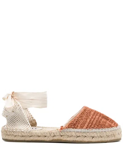 Manebi 10mm Raffia Wedge Espadrilles In Orange