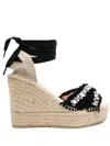 Manebi 110mm Crystal-embellished Wedge Espadrilles In Schwarz