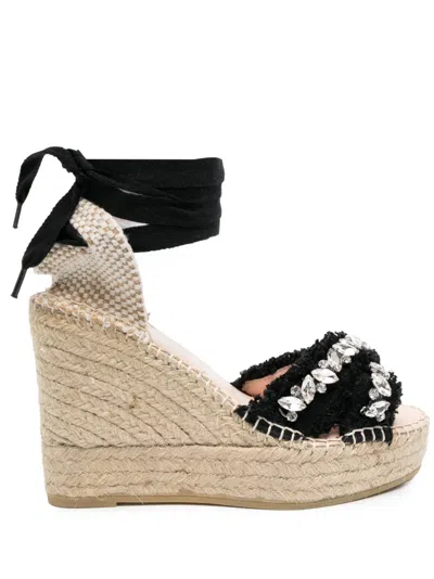 MANEBI 110MM CRYSTAL-EMBELLISHED WEDGE ESPADRILLES
