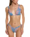 Manebi 2pc Knot Triangle Bikini Set In Blue