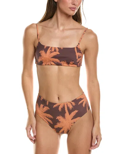 Manebi 2pc Ribbed Bralette Bikini Set In Brown