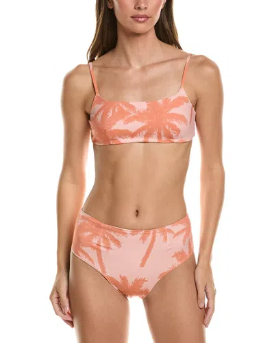 Manebi 2pc Ribbed Bralette Bikini Set In Pink
