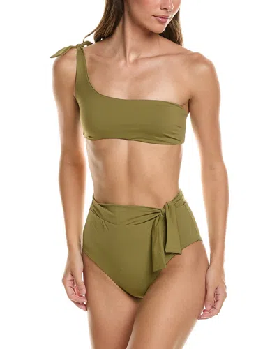 Manebi 2pc Tie-up One-shoulder Bikini Set In Green