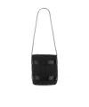 Manebi Textured Raffia Bucket Bag With Glossy Accents In Black
