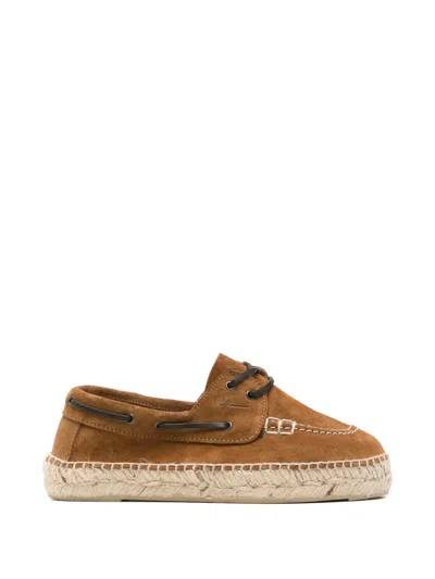 Manebi Almond Lace-up Espadrilles In Brown