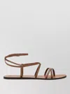 Manebi Ankle Strap Flat Sole Open Toe Sandals In Brown